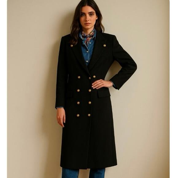 Louis Féraud Black Double Breasted Trench Coat Classic Heritage Preppy XL - Picture 4 of 15